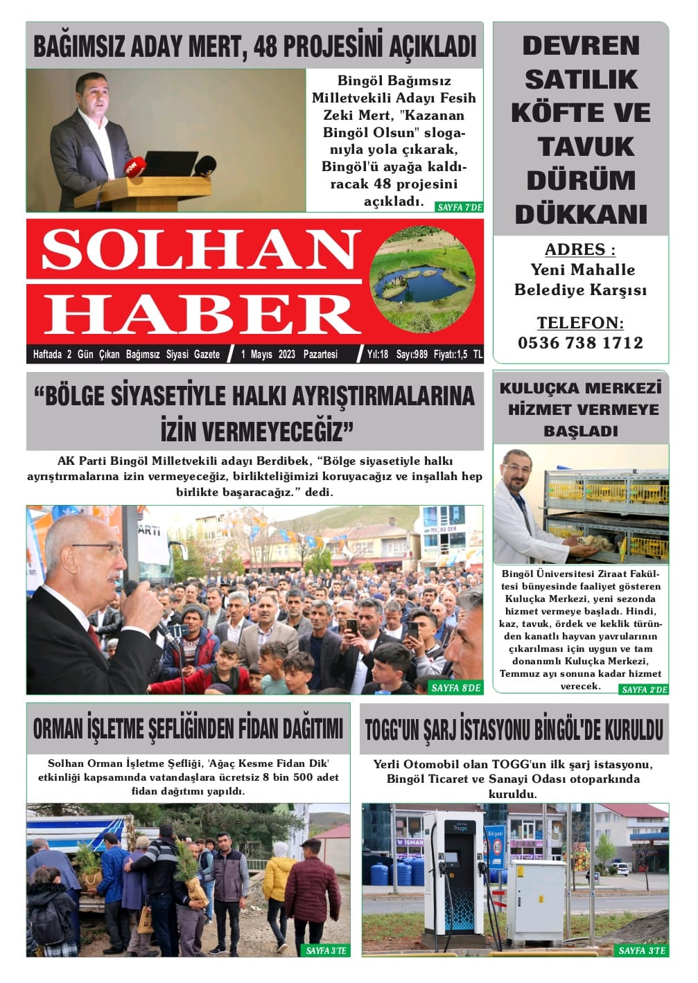 01.05.2023 Tarihli Gazetemiz