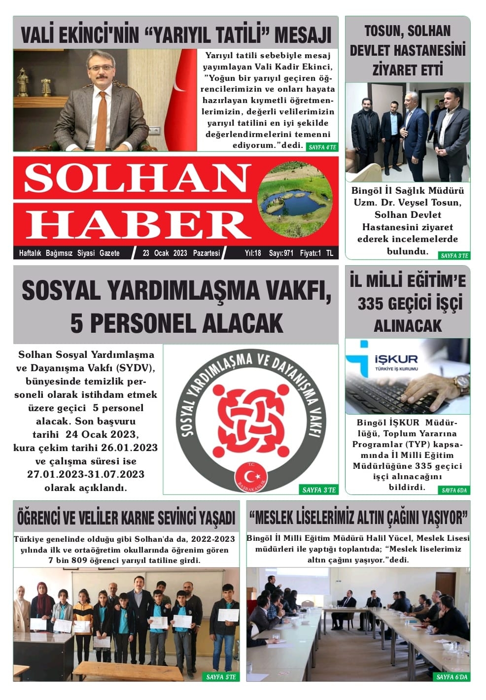 23.01.2023 Tarihli Gazetemiz