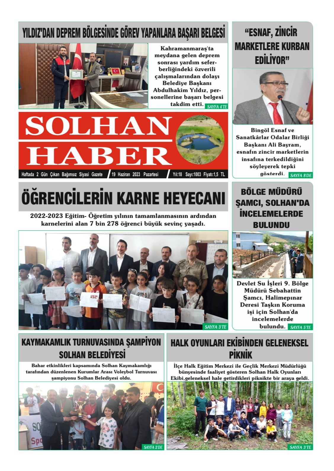 19,06,2023 Tarihli Gazetemiz