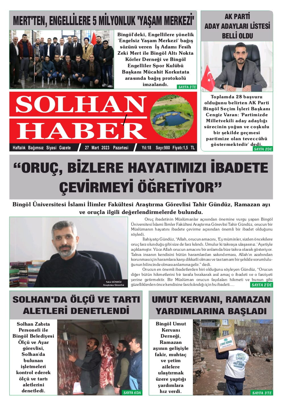 27.03.2023 Tarihli Gazetemiz