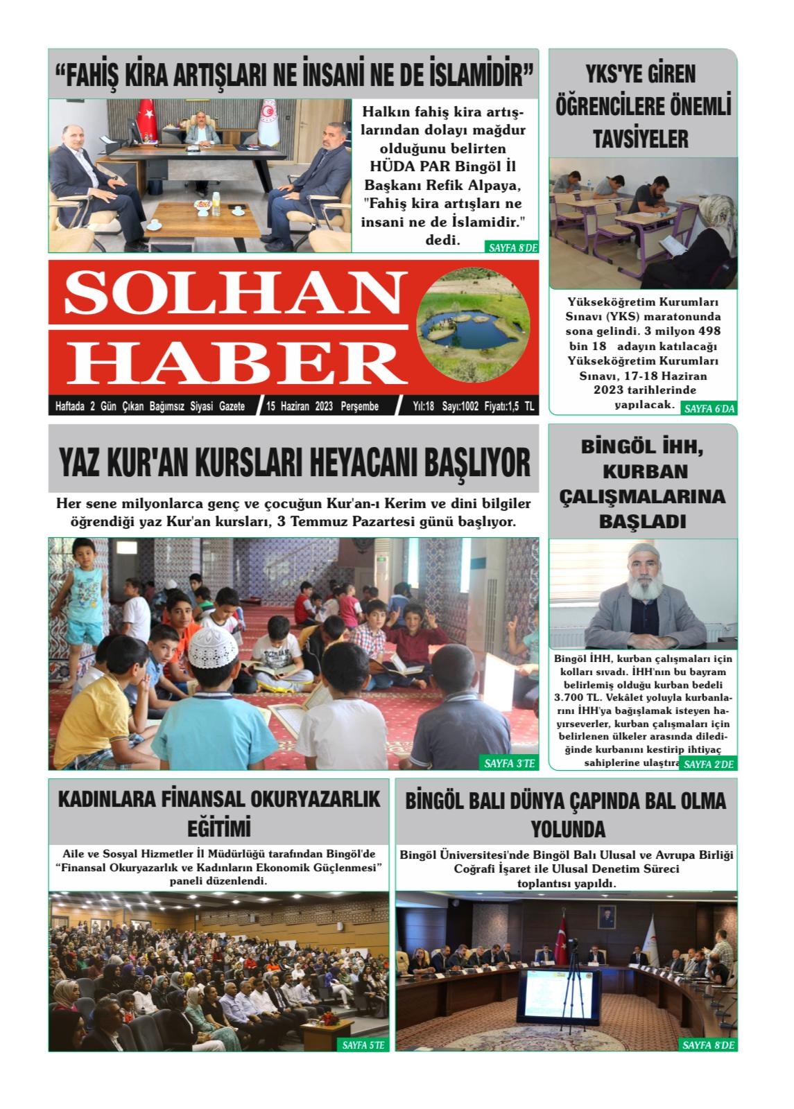 15,06,2023 Tarihli Gazetemiz