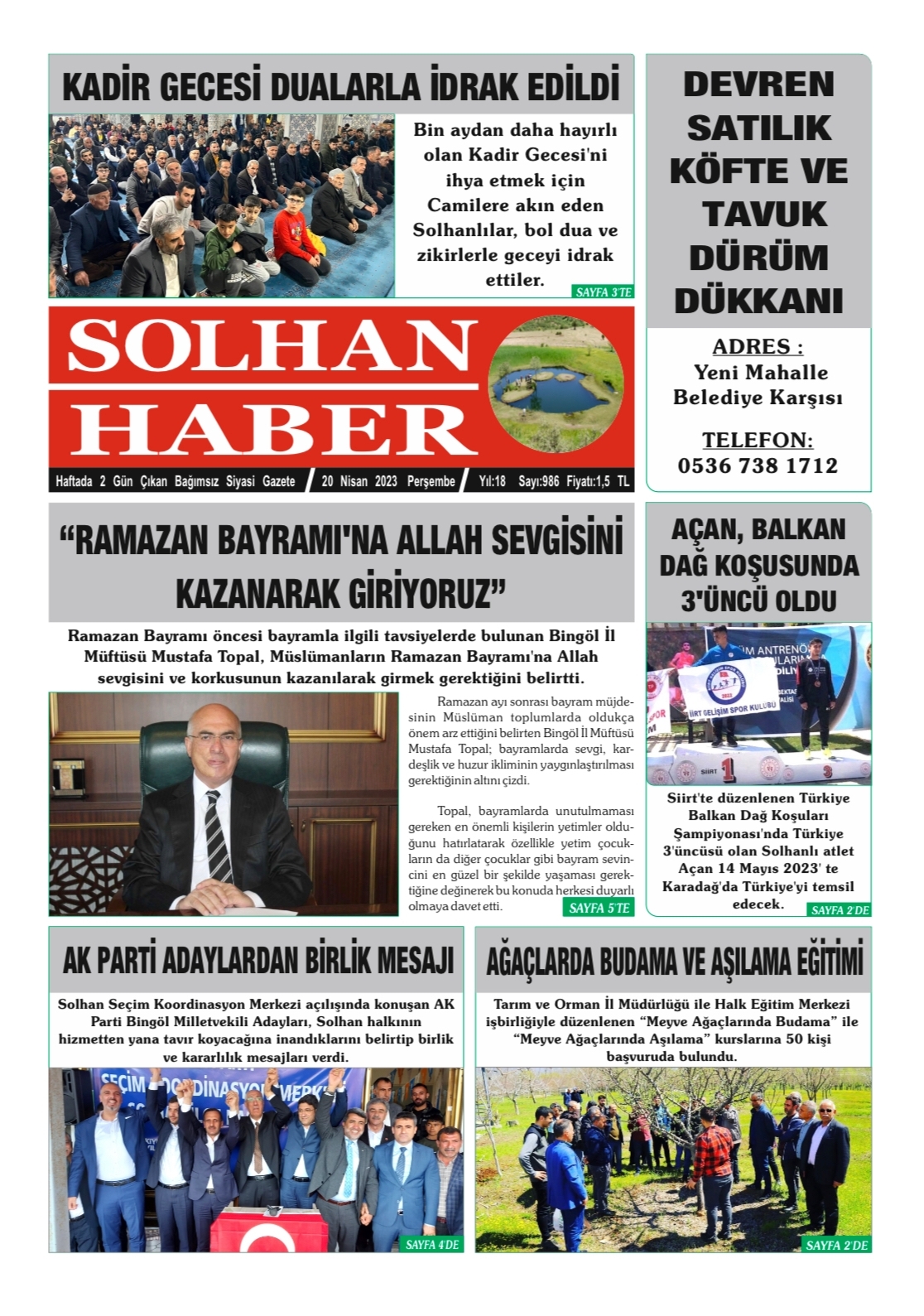 20.04.2023 Tarihli Gazetemiz