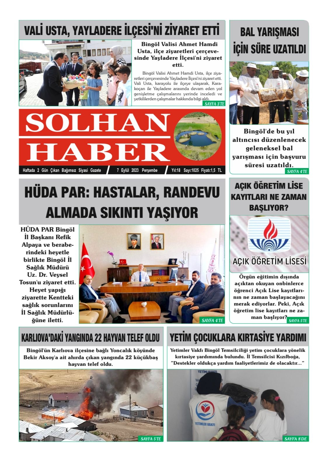 07,09,2023 Tarihli Gazetemiz