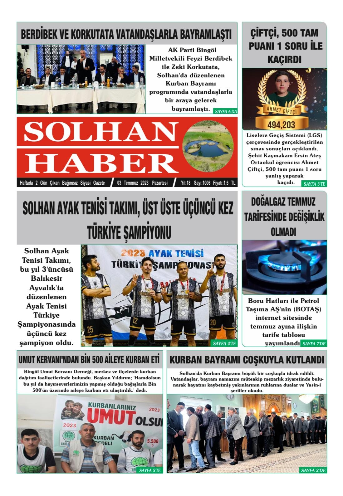 03,07,2023 Tarihli Gazetemiz