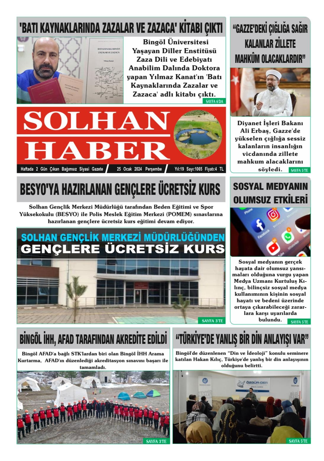 25,01,2024 Tarihli Gazetemiz