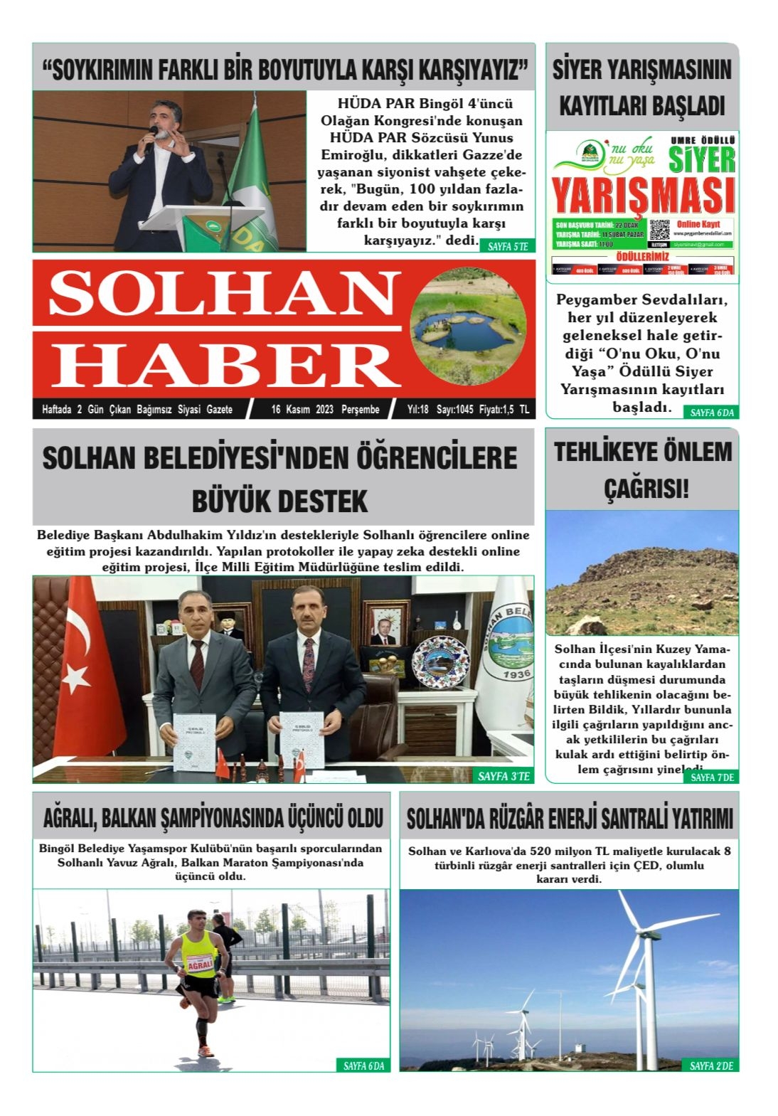 16.11.2023 Tarihli Gazetemiz