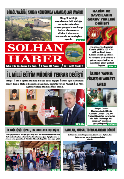 20,07,2023 Tarihli Gazetemiz