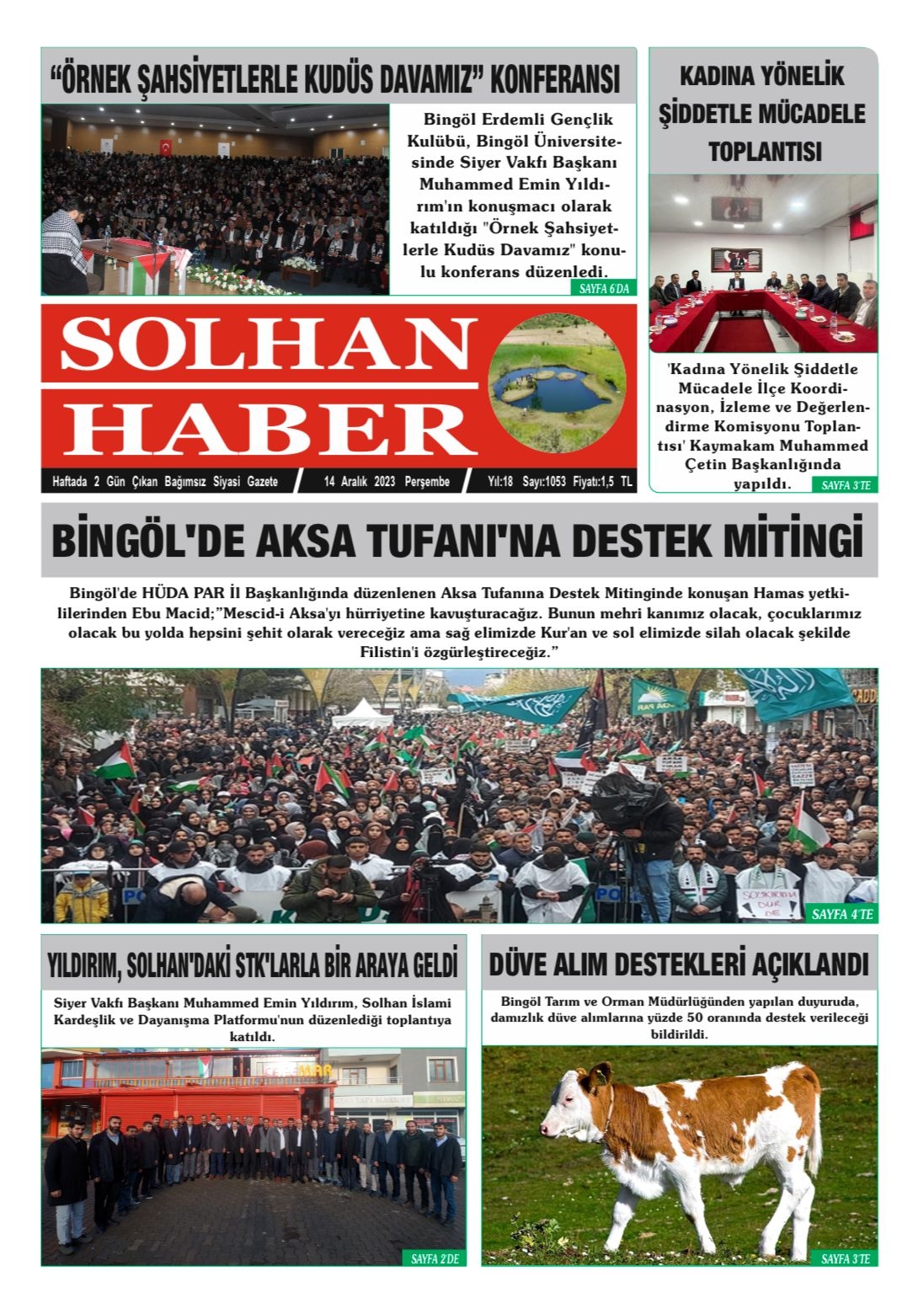 14.12.2023 Tarihli Gazetemiz
