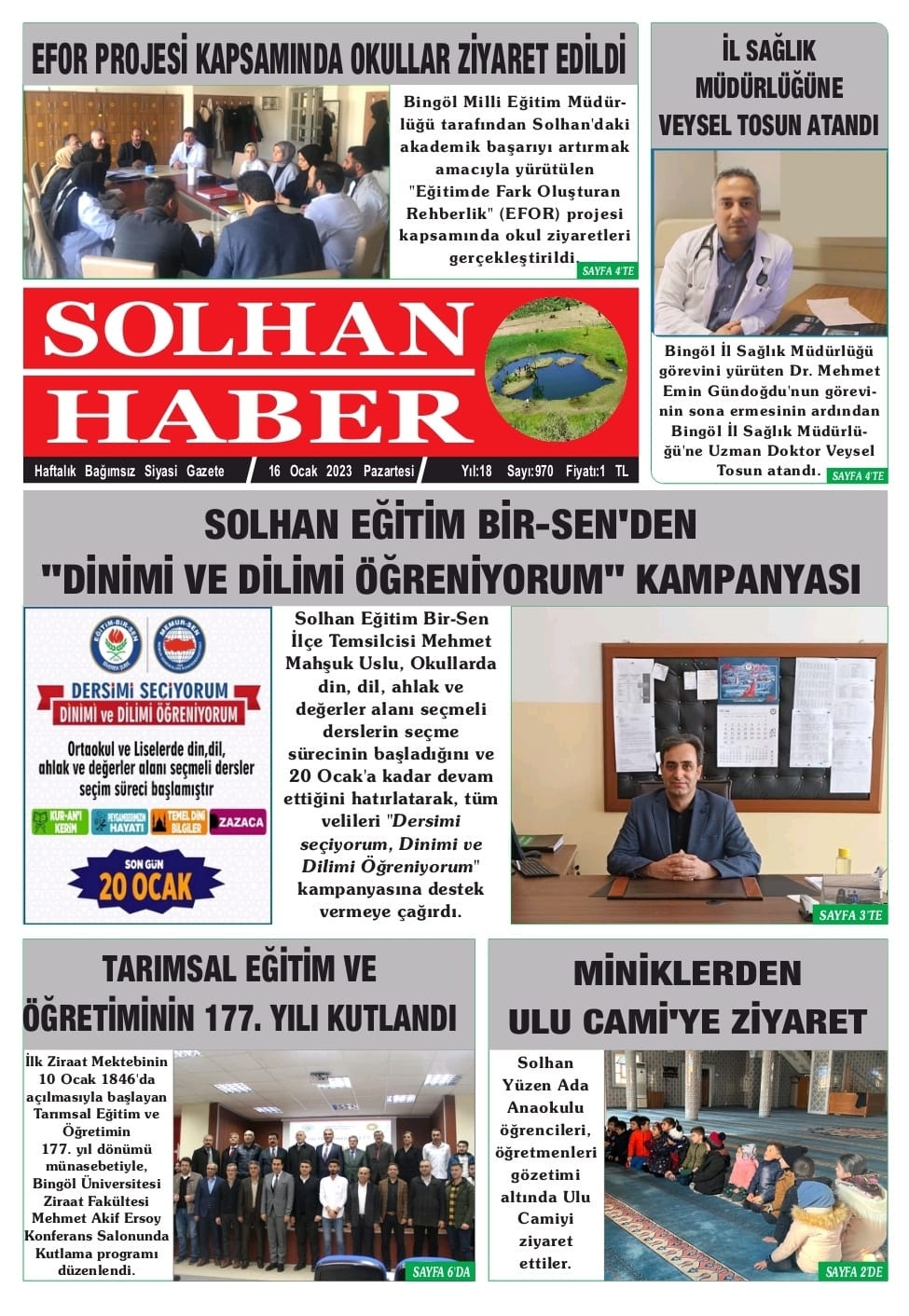 16.01.2023 Tarihli Gazetemiz