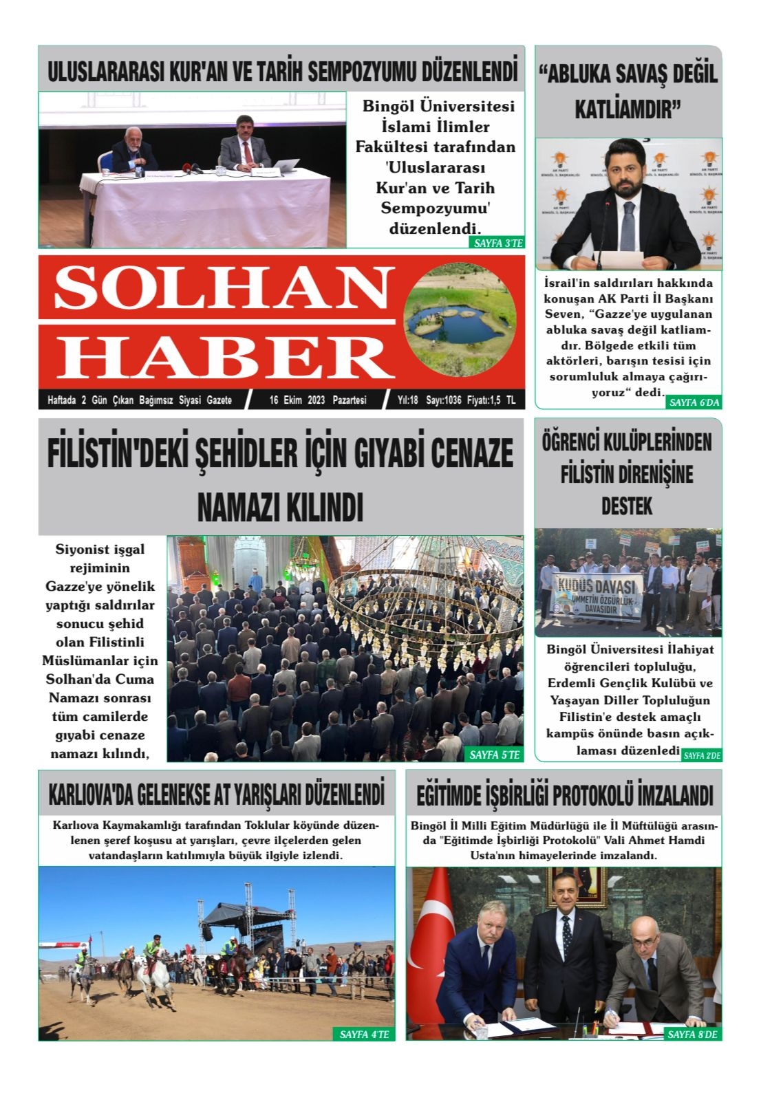 16,10,2023 Tarihli Gazetemiz