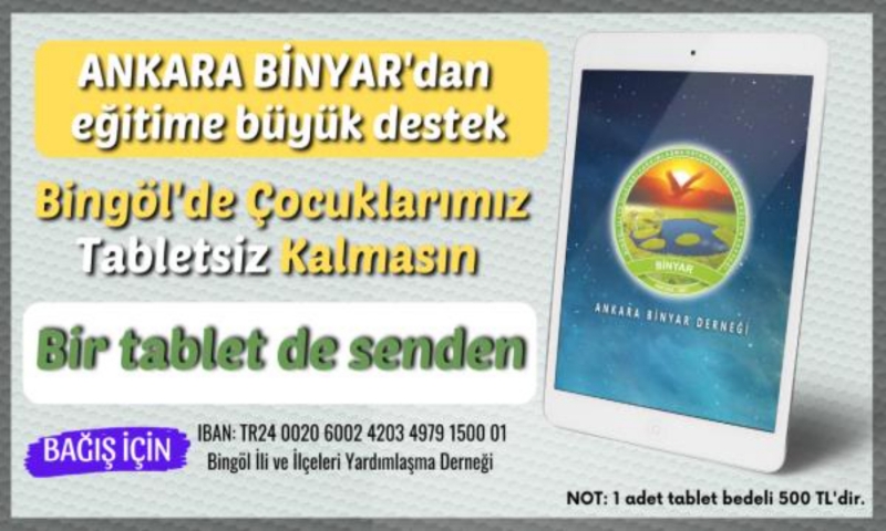 Ankara Binyar Derneğinden Tablet Kampanyası