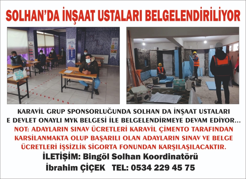  SOLHANDA İNŞAAT USTALARI BELGELENDİRİLİYOR